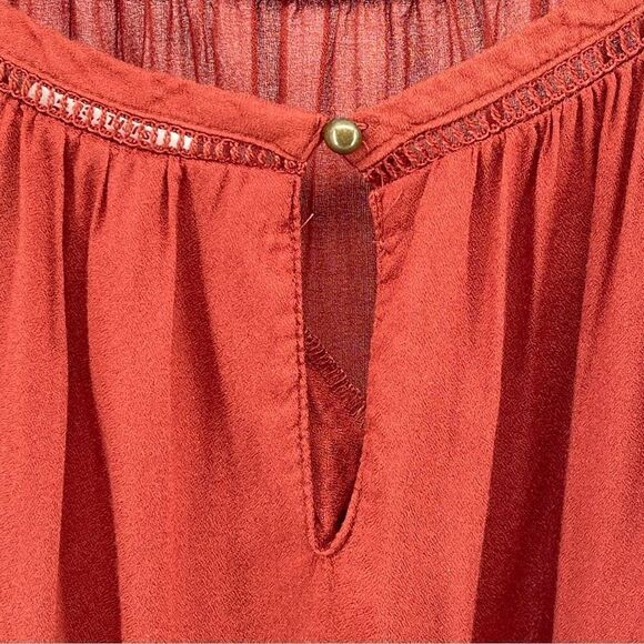 Mossimo Supply Co. Women’s Brown Boho Flowy Keyhole Rayon Short Sleeve Top XXL - Picture 8 of 12